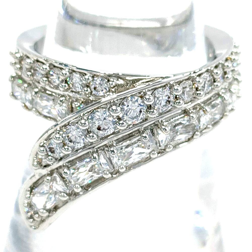 #1450 SWAROVSKI Ring Double Bands Rhodium-plated Size 52 (US6)